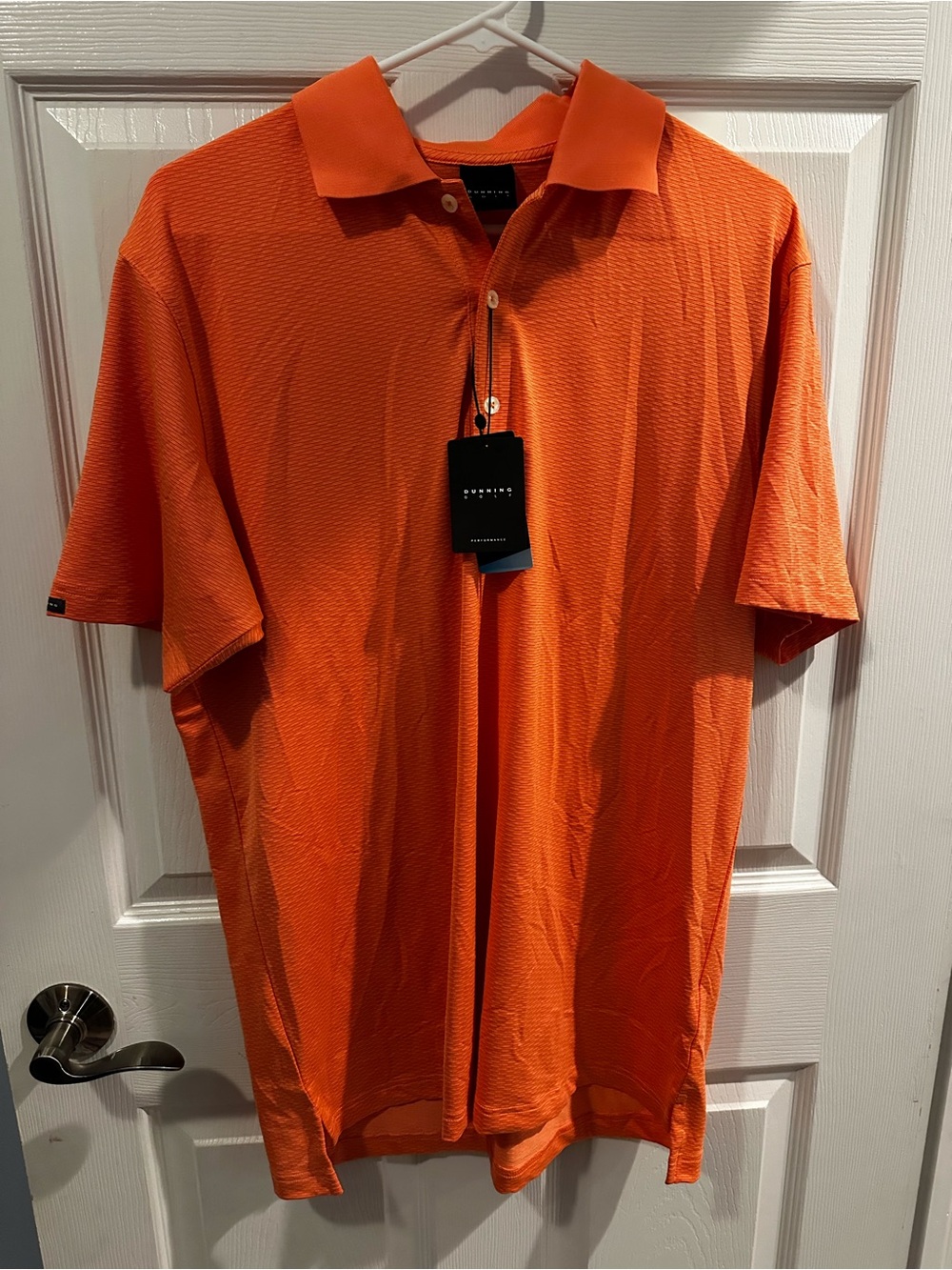 NWT Dunning Golf Performance Polo Shirt Men’s Medium Coral Orange